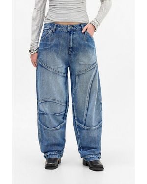Jaded London Zae Sonic Panelled Low Rise Baggy Jeans - Blue