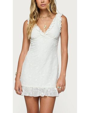 Edikted Shayla Ruffle Textured Mini Dress - White