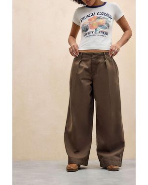 BDG Ray Wide Leg Chino Trousers - Brown