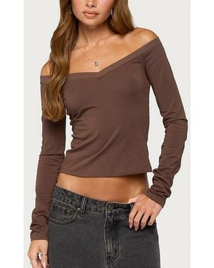 Edikted Geary Off Shoulder Top - Brown