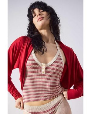 Out From Under Andi Stripe Halter Seamless Cami - Red