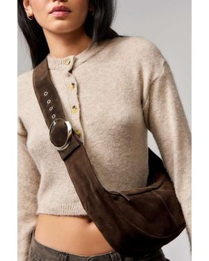 Urban Outfitters Uo Suede Buckle Sling Bag - Natural