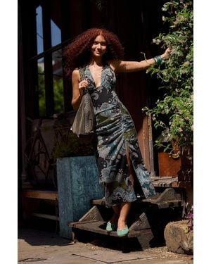 Urban Outfitters Uo Juno Plunge Halter Dress - Black