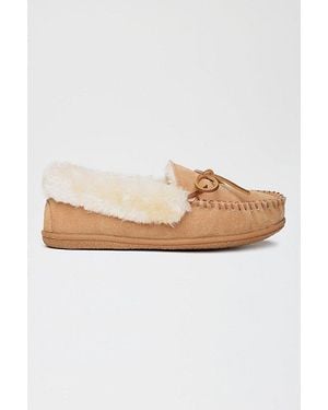 Minnetonka Camp Collar Moc Slippers - White