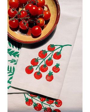 Julie Peach Block Printed Tomato Napkin Set - Red