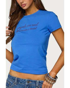 Edikted Angels Are Real T Shirt Top - Blue