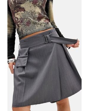 Urban Outfitters Uo Sloan Utility Pocket Kilt Skirt - Grey