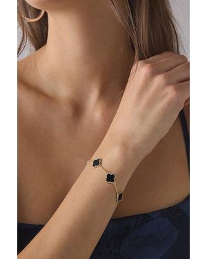 Electric Picks Clover Charm Rhinestone Chain Bracelet - Grey