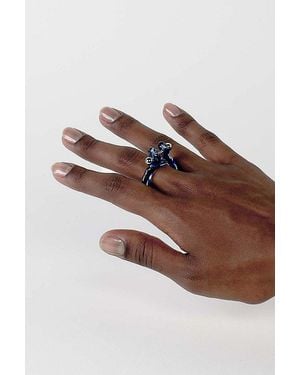 rain and rivers Handmade Pierced Barbell Glass Ring - Brown