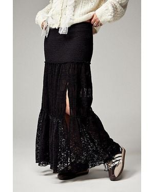 Urban Outfitters Uo Bella Textured Prairie Maxi Skirt - Black