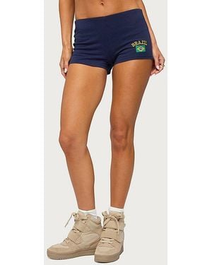 Edikted Brazilian Babe Low Rise Micro Shorts - Blue