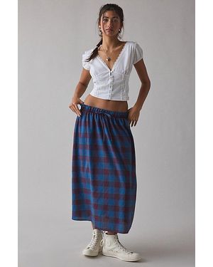 Urban Renewal Remnants Plaid Drawstring Maxi Skirt - Blue