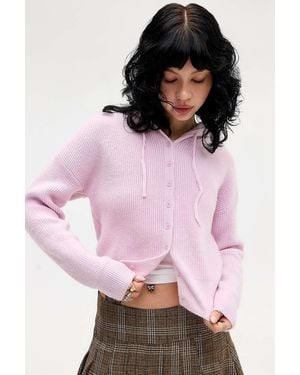Urban Outfitters Uo Tyler Button-through Hoodie - Pink