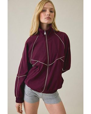 Steve Madden Jacey Piped Oversized Track Jacket - Purple