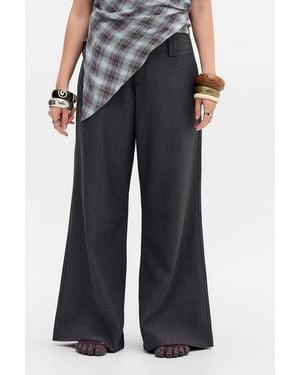 Urban Outfitters Uo Charli Grey Loose Flare Trousers - Black