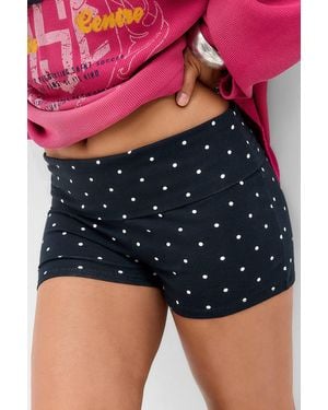 Out From Under Bec Polka Dot Foldover Shorts Xs At Urban Outfitters - Blue