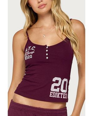 Edikted 2020 Henley Tank Top - Purple