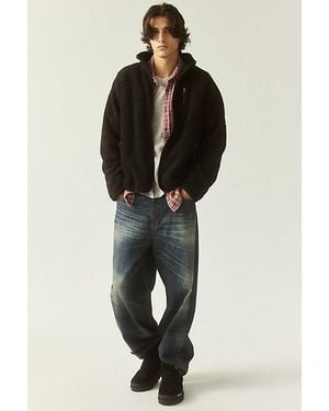 BDG Solid Polar Fleece Zip-Up Jacket - Black