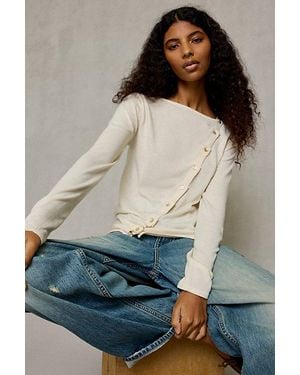 BDG Sutton Slanted Asymmetric Button Cardigan - Gray