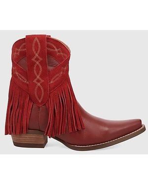 Dingo Last Ride Leather Fringe Bootie - Red