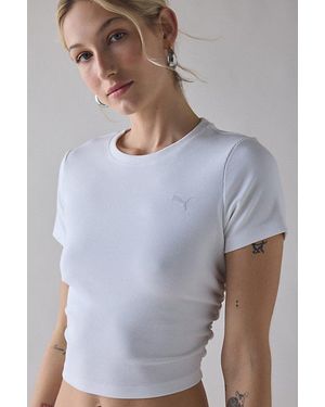 PUMA Cloudspun Ribbed Knit Baby Tee - Gray