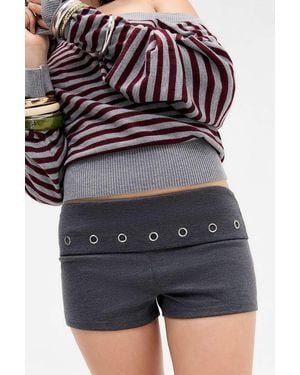 Silence + Noise Silence + Noise Eyelet Faye Foldover Shorts - Grey