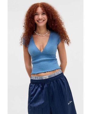 Urban Outfitters Uo Verity Cap Sleeve Top - Blue