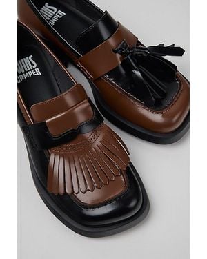 Camper Twins Leather Moccasin Shoe - Black