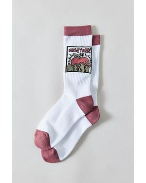 Urban Outfitters Keith Haring Big Apple Nyc Crew Sock - White