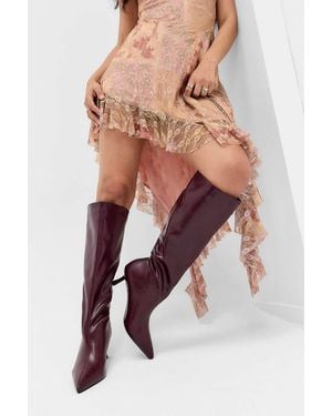 Raid Burgundy Bracket Stiletto Boots Uk 4 At Urban Outfitters - Multicolour