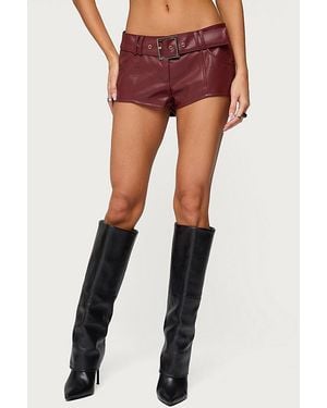 Edikted Alba Faux Leather Shorts - Red