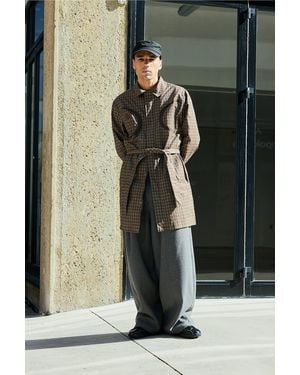 Umbro Brown Check Trench Coat Jacket Small At Urban Outfitters - Black