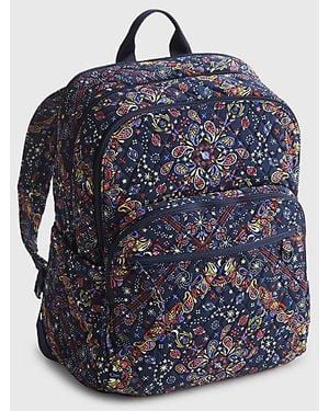 Vera Bradley Quilted Cotton Large Bancroft Backpack - Blue