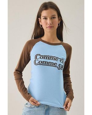 Urban Outfitters Comme Ci Comme Ça Graphic Raglan Long Sleeve Tee - Blue