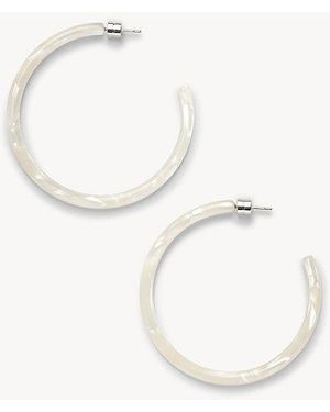Machete Italian Acetate Large Hoop Earrings - White