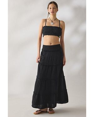 Kimchi Blue On My Mind Smocked Waist Tiered Maxi Skirt - Black