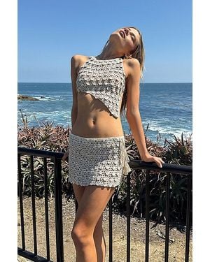 Edikted Alora Iridescent Crochet Top - Blue