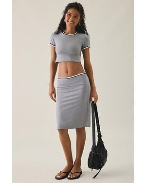 Lioness Laguna Contrast Piped Low-Rise Midi Skirt - Grey