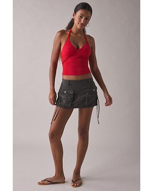 Out From Under Je T'Aime Cropped Halter Top - Red