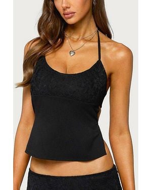 Edikted Evia Lacey Backless Halter Top - Black