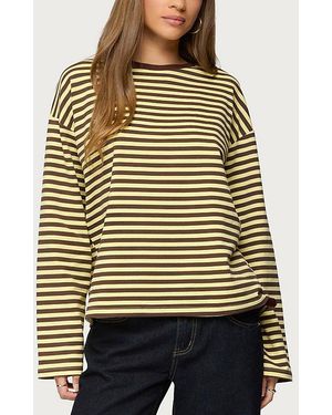 Edikted Jodie Oversized Striped Long Sleeve Top - Black