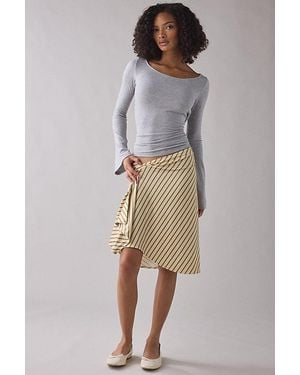 Motel Esmeray Asymmetric Ruffle Low-Rise Knee Length Skirt - Yellow