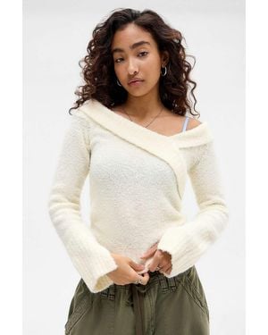 Urban Outfitters Uo Andi Off-shoulder Knit Top - White