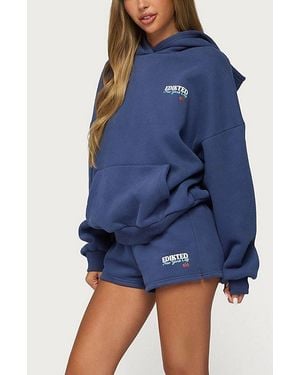 Edikted New York Sweat Shorts - Blue