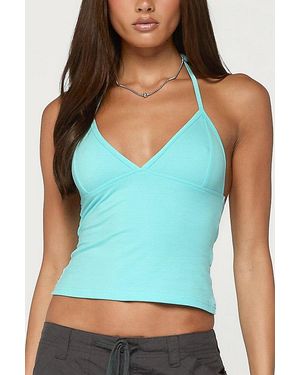Edikted Noriah V Neck Halter Top - Blue