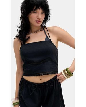 Out From Under Moira Lace Tie Back Top - Black
