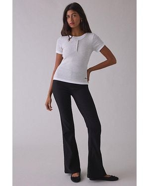 Guess Layered Rib Knit Henley Tee - Gray