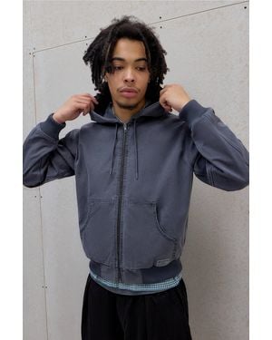 BDG Washed Black Rex Unlined Hooded Skate Jacket - Blue