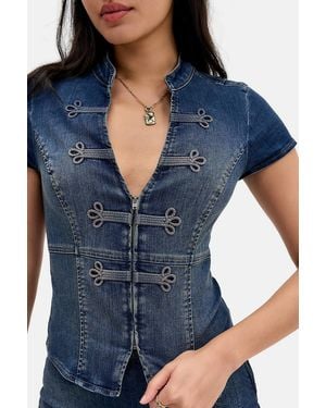 BDG Tori Frogging Denim Shirt - Blue