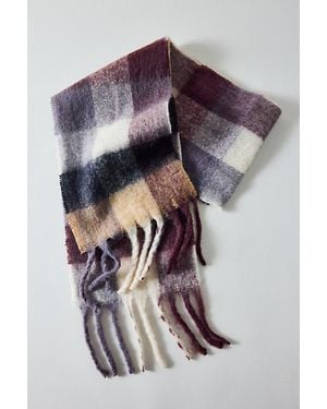 Urban Outfitters Long Woven Plaid Scarf - Natural
